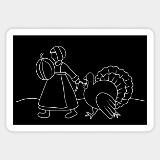 Thanksgiving Pilgrim and Turkey Sticker